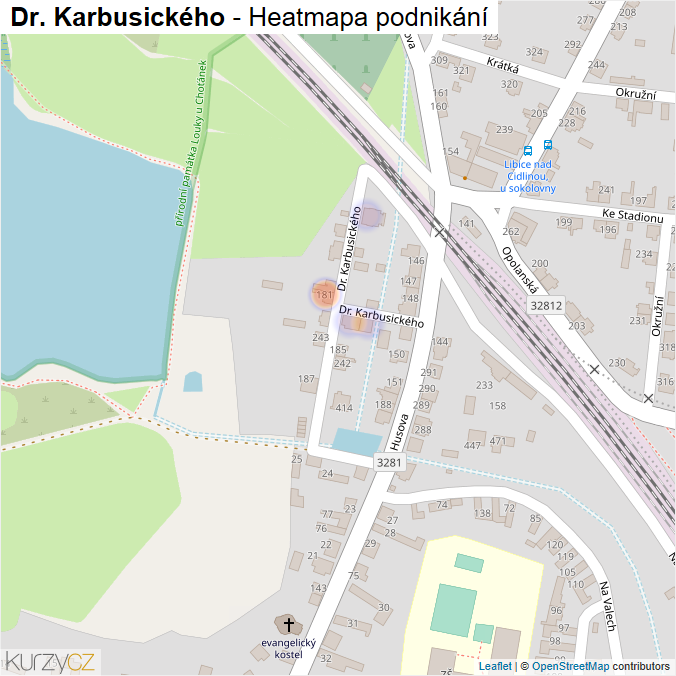 Mapa Dr. Karbusického - Firmy v ulici.