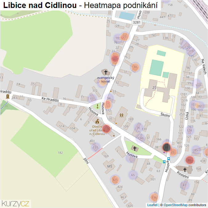 Mapa Libice nad Cidlinou - Firmy v části obce.