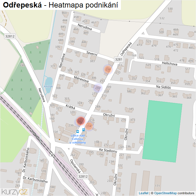 Mapa Odřepeská - Firmy v ulici.