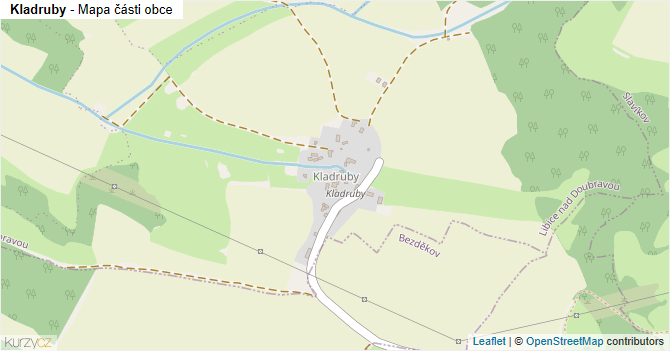 Kladruby - mapa části obce