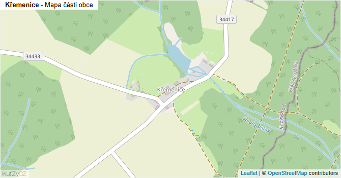 Křemenice - mapa části obce