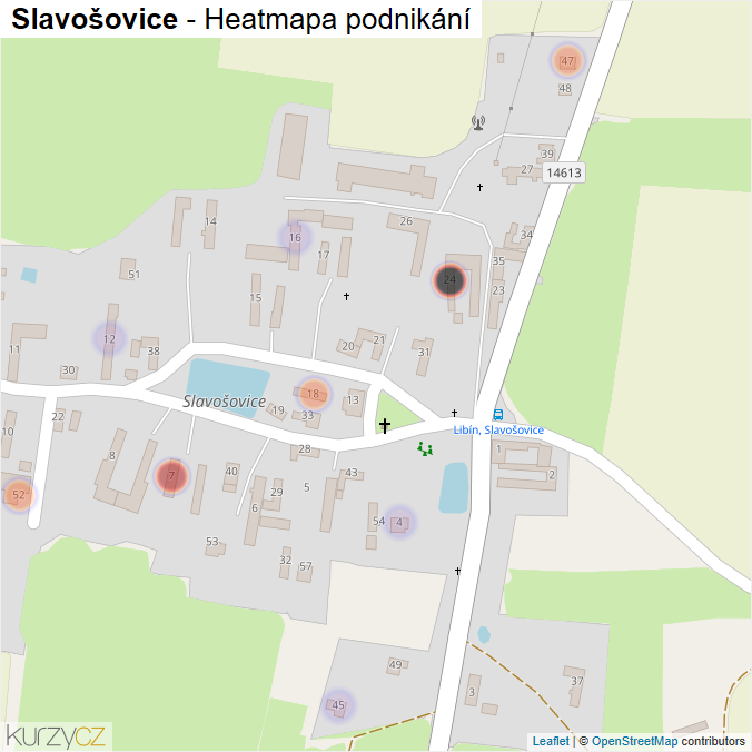 Mapa Slavošovice - Firmy v části obce.