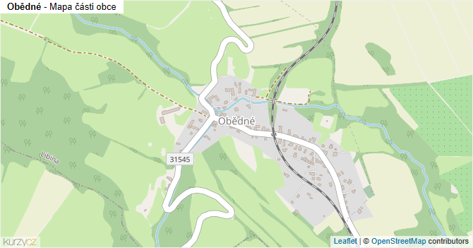 Obědné - mapa části obce