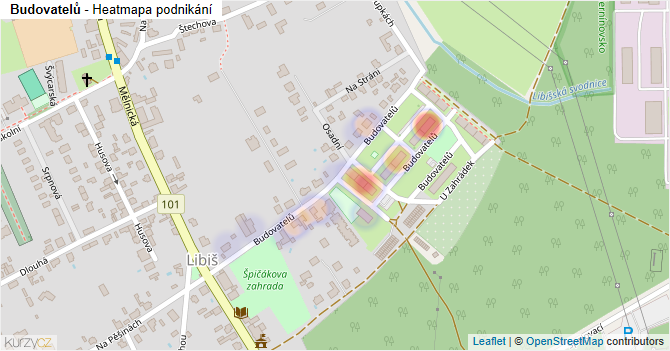 Budovatelů - mapa podnikání