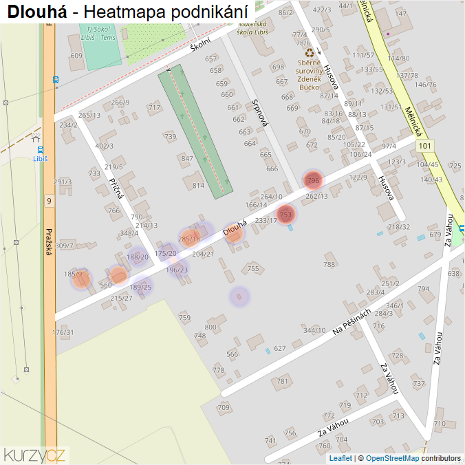 Mapa Dlouhá - Firmy v ulici.