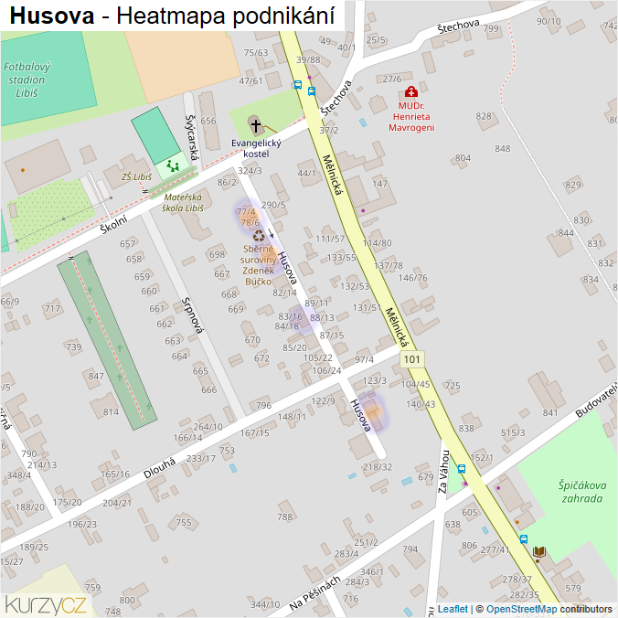 Mapa Husova - Firmy v ulici.