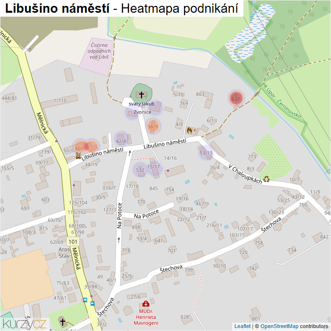 Mapa Libušino náměstí - Firmy v ulici.