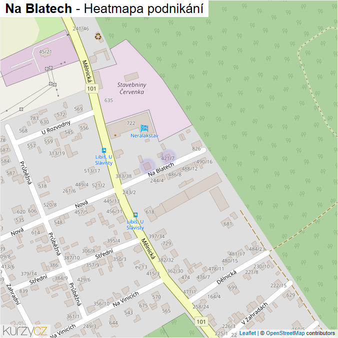 Mapa Na Blatech - Firmy v ulici.
