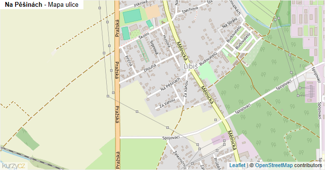Na Pěšinách - mapa ulice