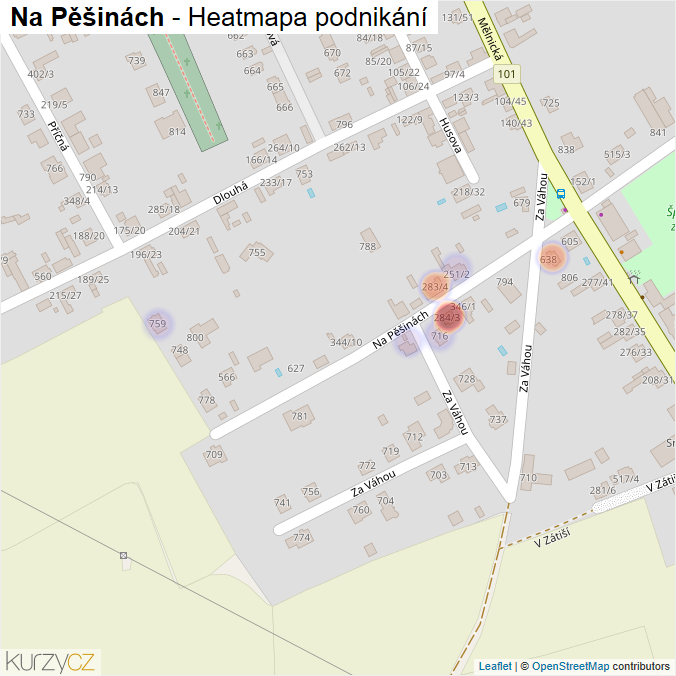 Mapa Na Pěšinách - Firmy v ulici.