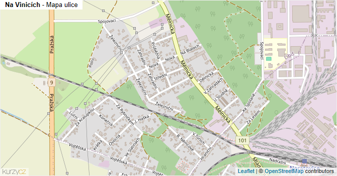 Na Vinicích - mapa ulice