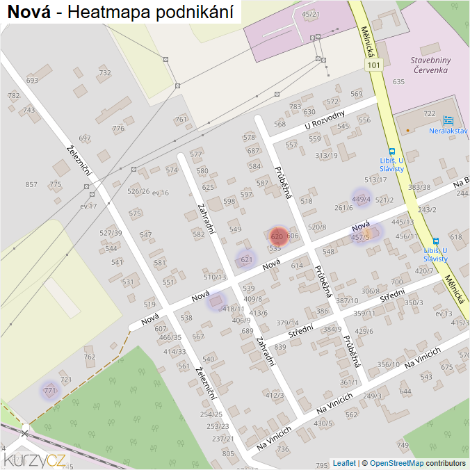 Mapa Nová - Firmy v ulici.