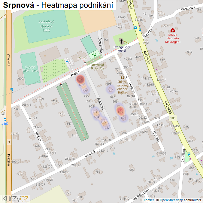 Mapa Srpnová - Firmy v ulici.