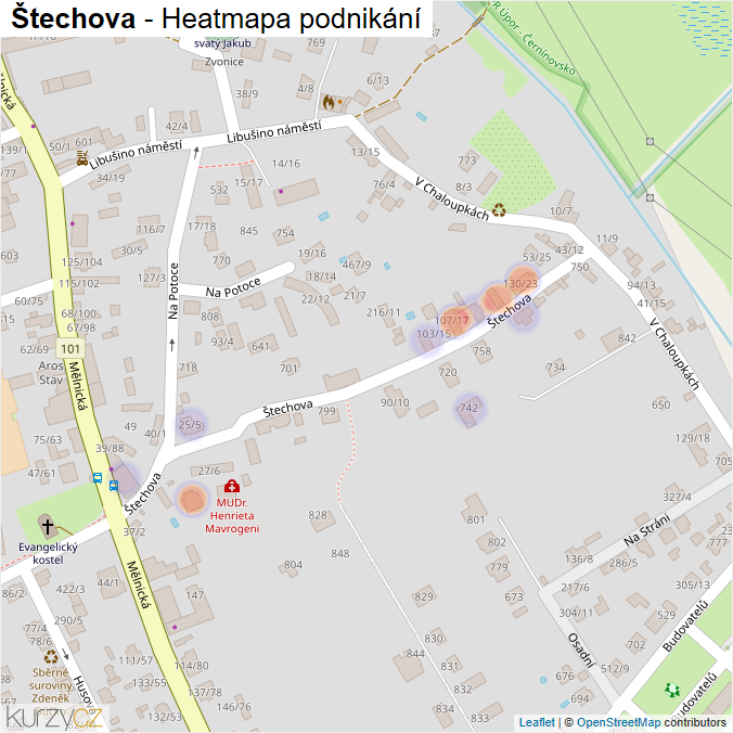 Mapa Štechova - Firmy v ulici.