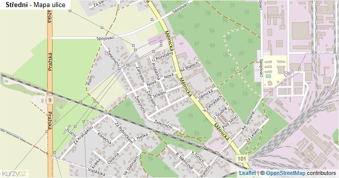Střední - mapa ulice