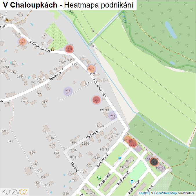 Mapa V Chaloupkách - Firmy v ulici.