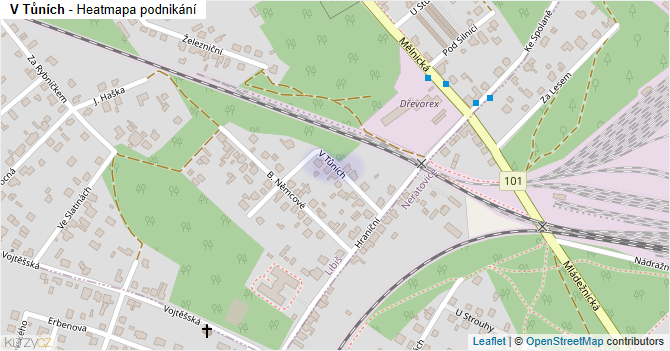 V Tůních - mapa podnikání
