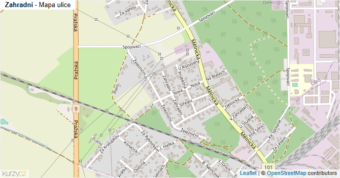 Zahradní - mapa ulice