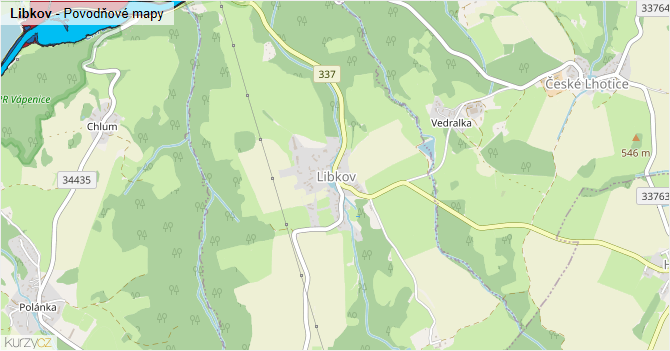 Libkov - záplavové mapy stoleté vody