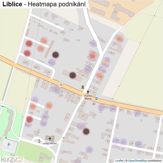 Mapa Liblice - Firmy v části obce.