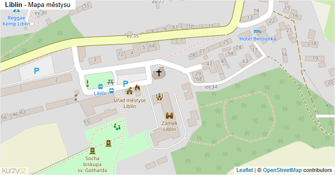 Liblín - mapa městysu