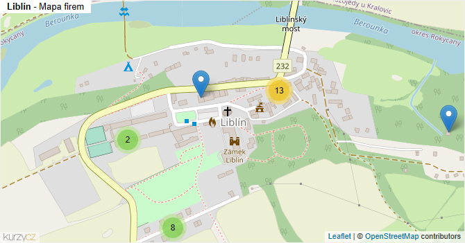 Liblín - mapa firem