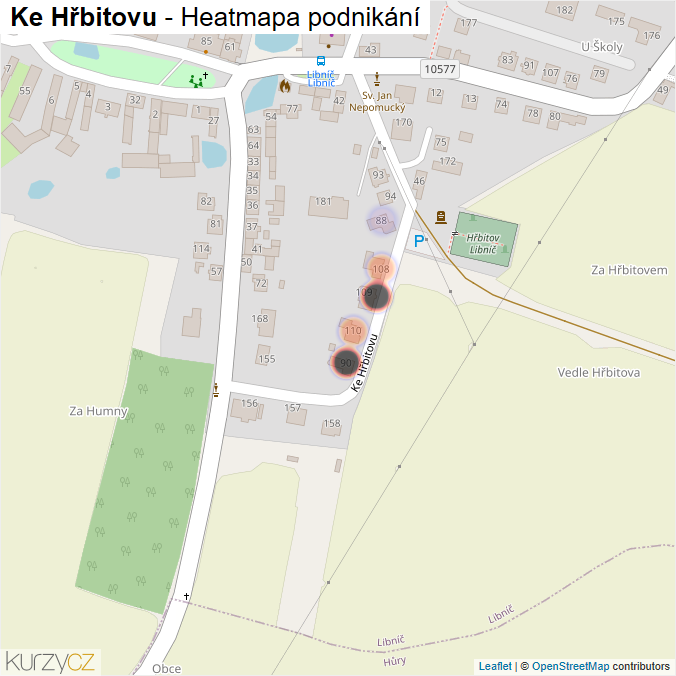 Mapa Ke Hřbitovu - Firmy v ulici.
