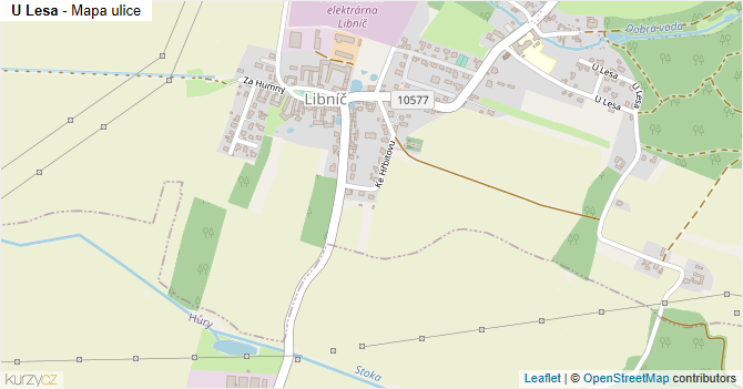 U Lesa - mapa ulice