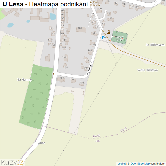 Mapa U Lesa - Firmy v ulici.