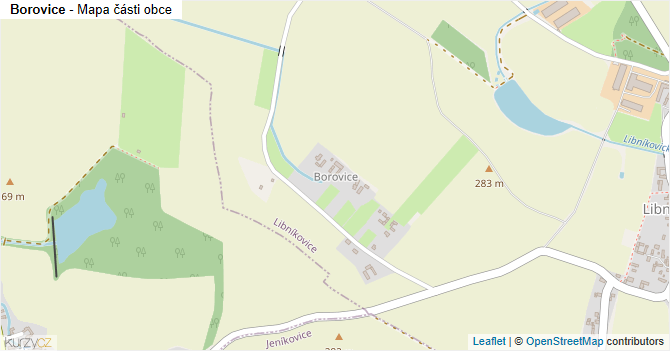 Borovice - mapa části obce