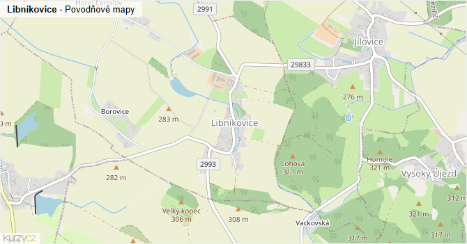 Libníkovice - záplavové mapy stoleté vody