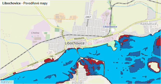 Libochovice - záplavové mapy stoleté vody