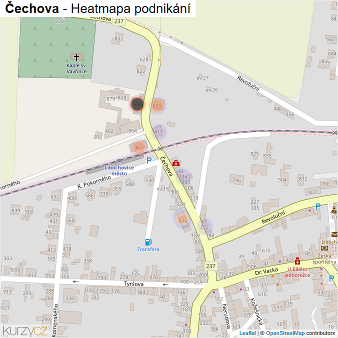 Mapa Čechova - Firmy v ulici.