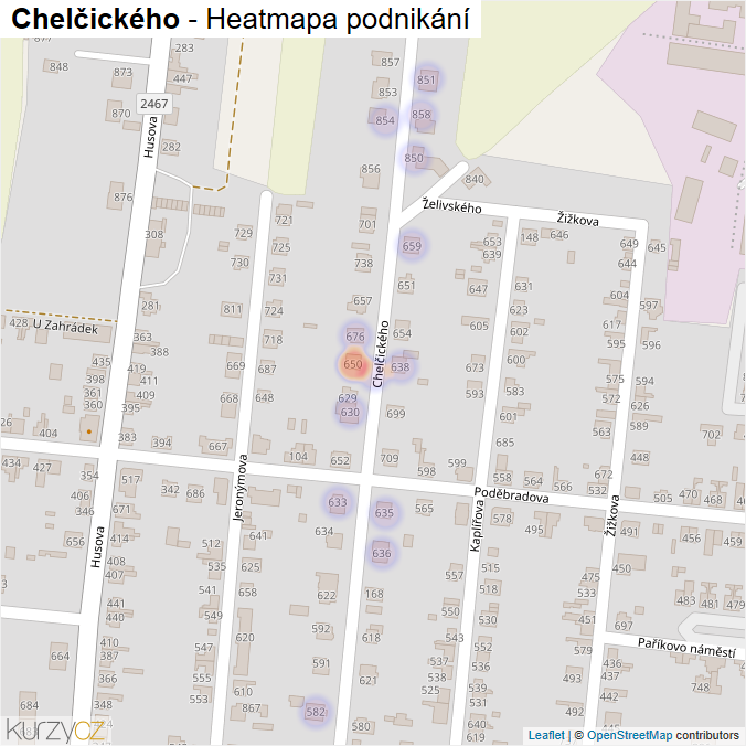 Mapa Chelčického - Firmy v ulici.