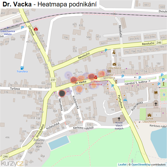 Mapa Dr. Vacka - Firmy v ulici.