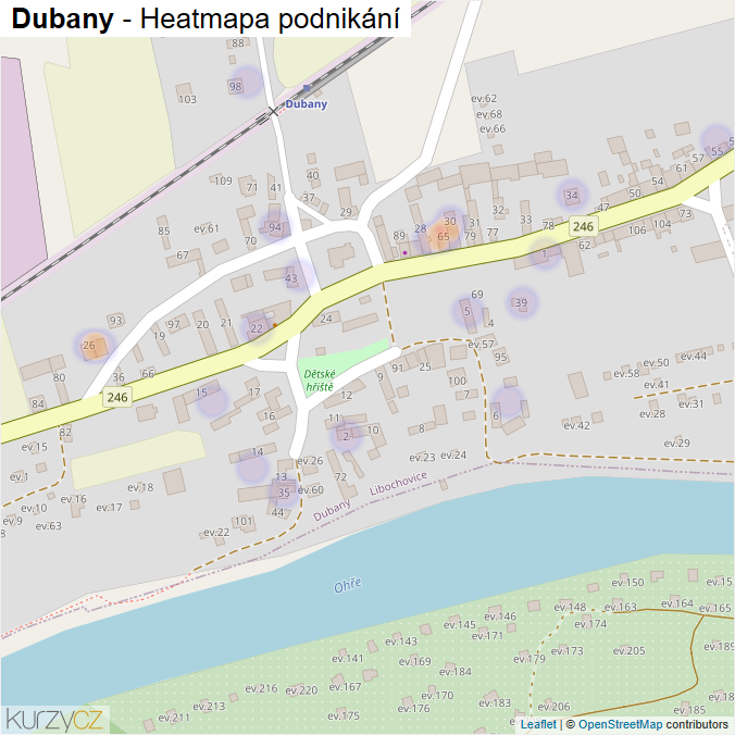 Mapa Dubany - Firmy v části obce.