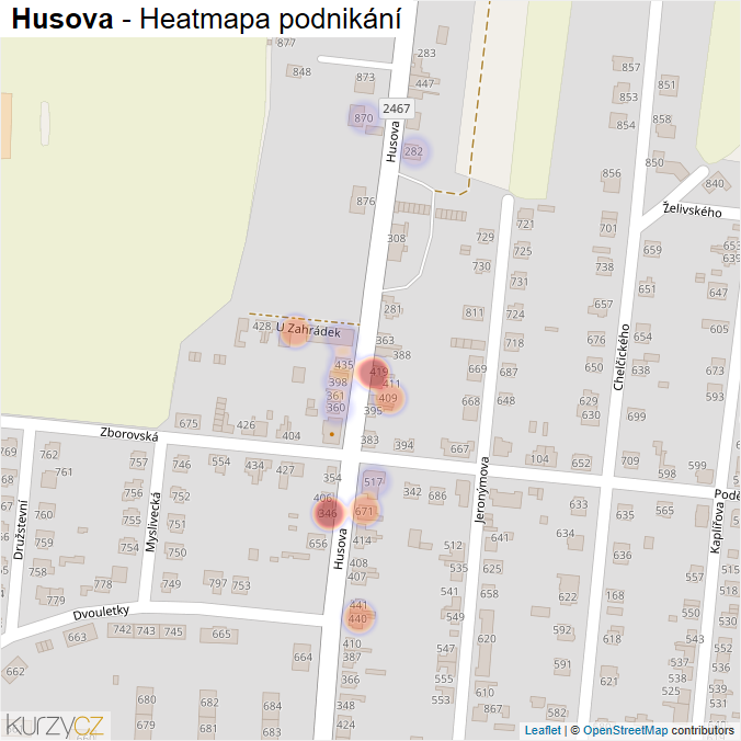 Mapa Husova - Firmy v ulici.