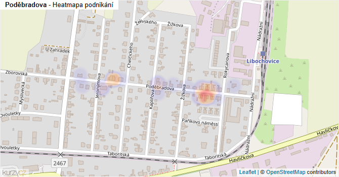 Poděbradova - mapa podnikání