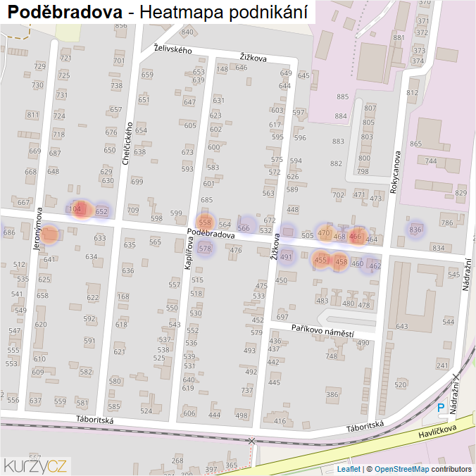 Mapa Poděbradova - Firmy v ulici.