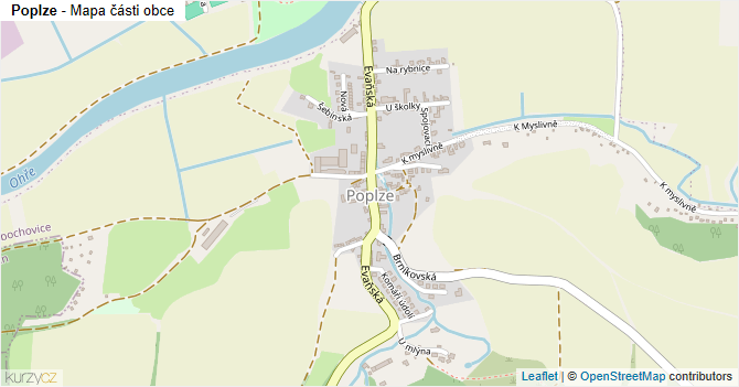 Poplze - mapa části obce