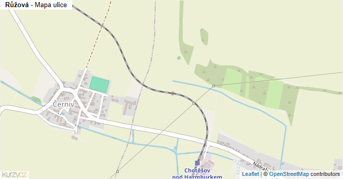 Růžová - mapa ulice