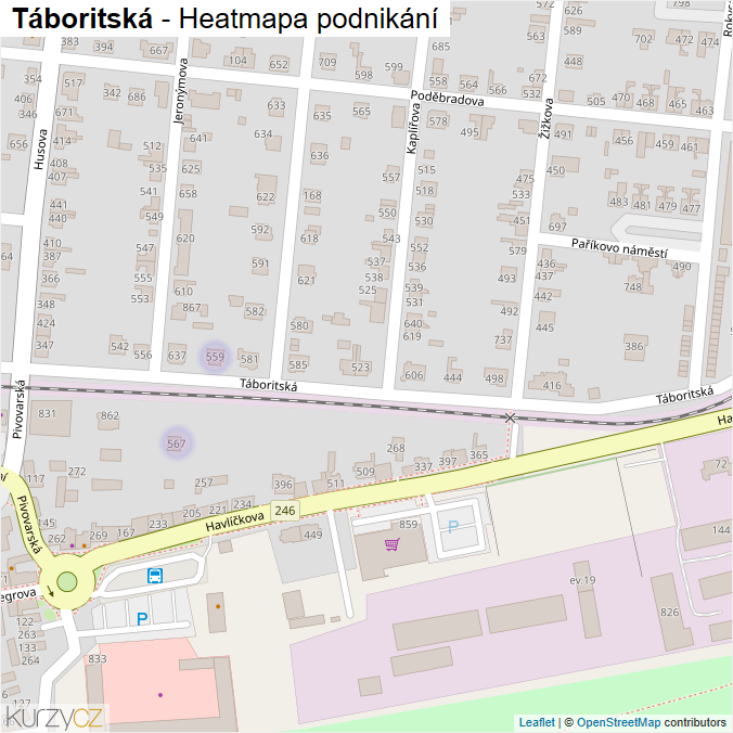 Mapa Táboritská - Firmy v ulici.