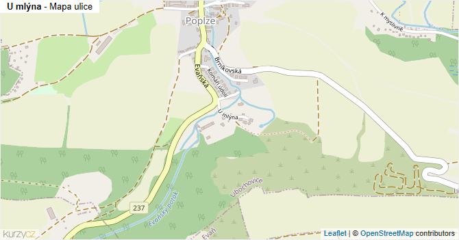 U mlýna - mapa ulice