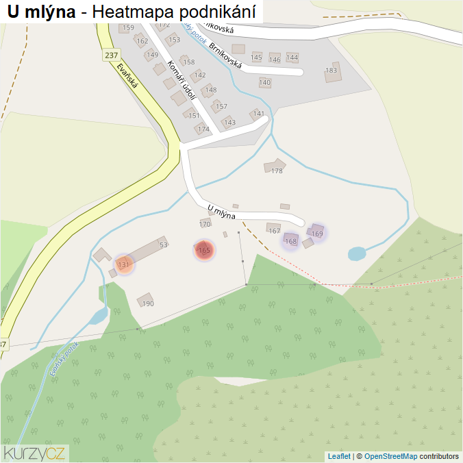Mapa U mlýna - Firmy v ulici.