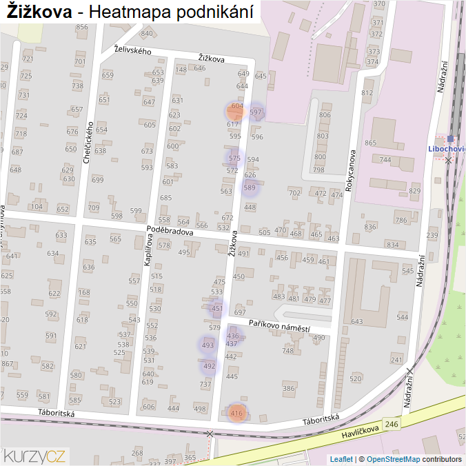 Mapa Žižkova - Firmy v ulici.