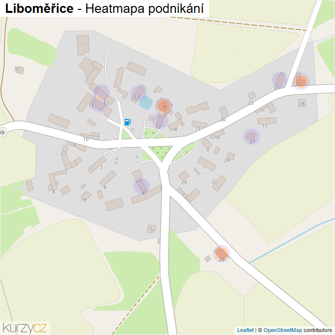 Mapa Liboměřice - Firmy v části obce.