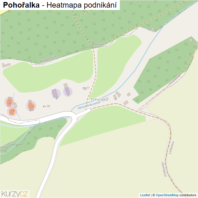 Mapa Pohořalka - Firmy v části obce.