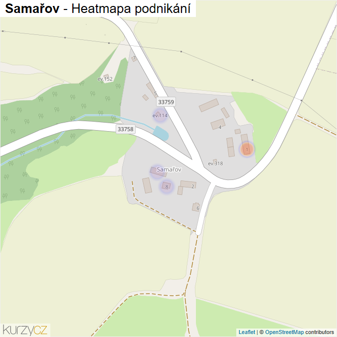 Mapa Samařov - Firmy v části obce.