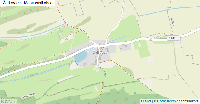 Želkovice - mapa části obce