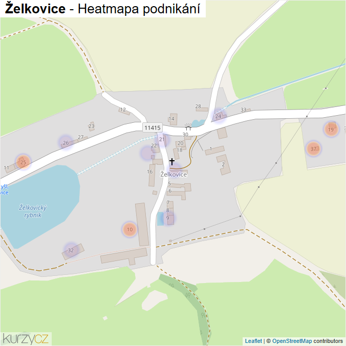 Mapa Želkovice - Firmy v části obce.